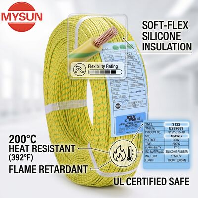 Super Flexible Silicone Insulated Hook Up Wire 600V 200C Soft High Temperature Resistance UL3135